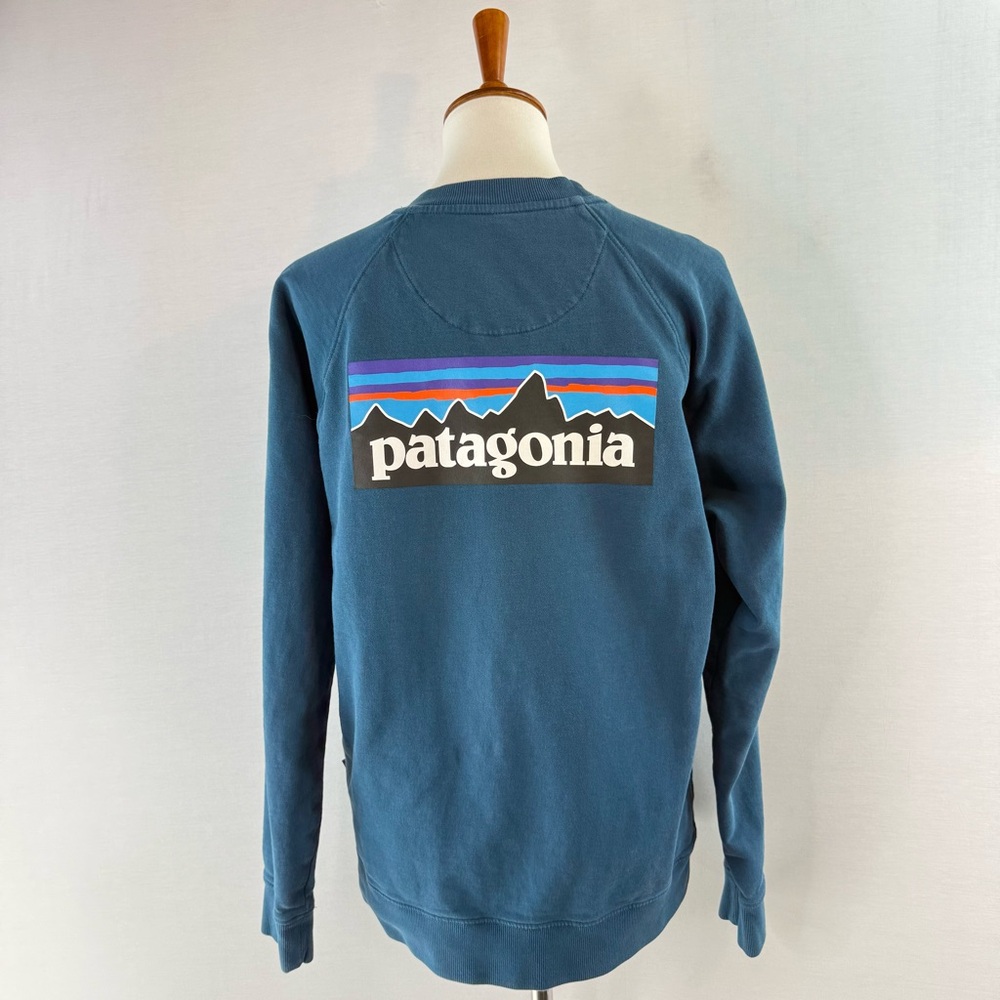 Patagonia Teal P-6 Long Sleeve Graphic Crewneck Organic Cotton Sweatshirt